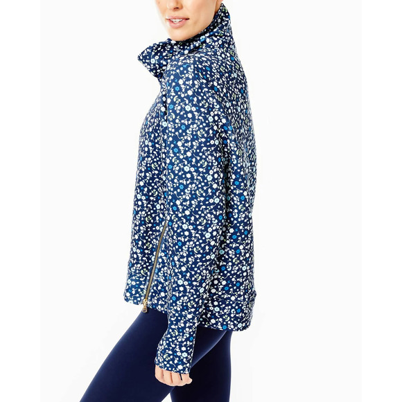 ADDISON BAY Everyday Pullover Courtside Multi Blue Turtle Neck Bottom Zip XS NEW - Picture 4 of 15